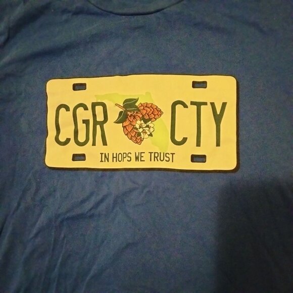 Cigar City Brewing  Tee CGR CTY Blue  In Hops We Trust  Bella Canvas S USA - Picture 2 of 8
